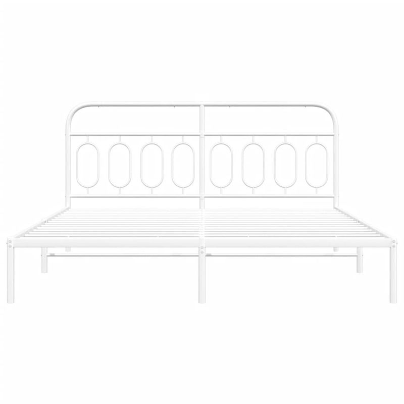 Casa si Gradina - Mobilier - Paturi si accesorii - Paturi - Cadru de pat metalic cu tablie, alb, 183x213 cm - Infinity.ro