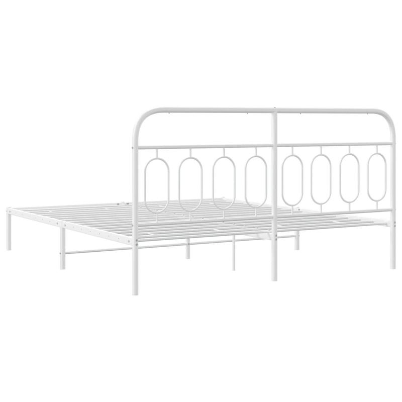 Casa si Gradina - Mobilier - Paturi si accesorii - Paturi - Cadru de pat metalic cu tablie, alb, 183x213 cm - Infinity.ro