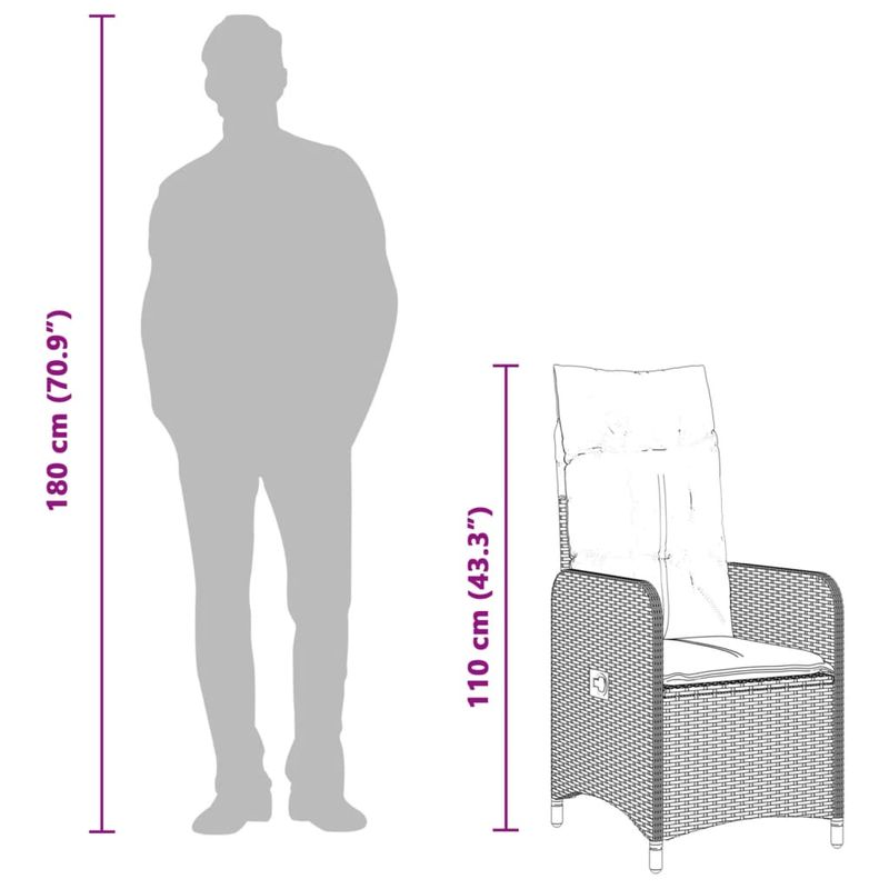 Casa si Gradina - Gradina si terasa - Mobilier exterior - Scaune si sezlonguri gradina - Scaune de gradina rabatabile cu perne, 2 buc., gri, poliratan - Infinity.ro