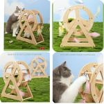 Petshop - Accesorii petshop - Jucarii animale - Jucarii interactive animale - Roata de joaca din lemn de bambus pentru pisici, 14,5 cm x 28 cm x 34 cm - Infinity.ro