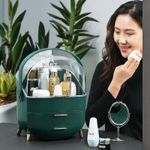 Ingrijire personala si Cosmetice - Machiaj - Portfarduri si genti cosmetice - Organizator verde, portabil, pentru produse de machiaj, cosmetice, suport pentru pensule/perii par inclus - Infinity.ro