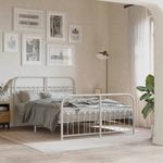 Casa si Gradina - Mobilier - Paturi si accesorii - Paturi - Cadru de pat metalic cu tablie de cap/picioare, alb, 140x190 cm - Infinity.ro