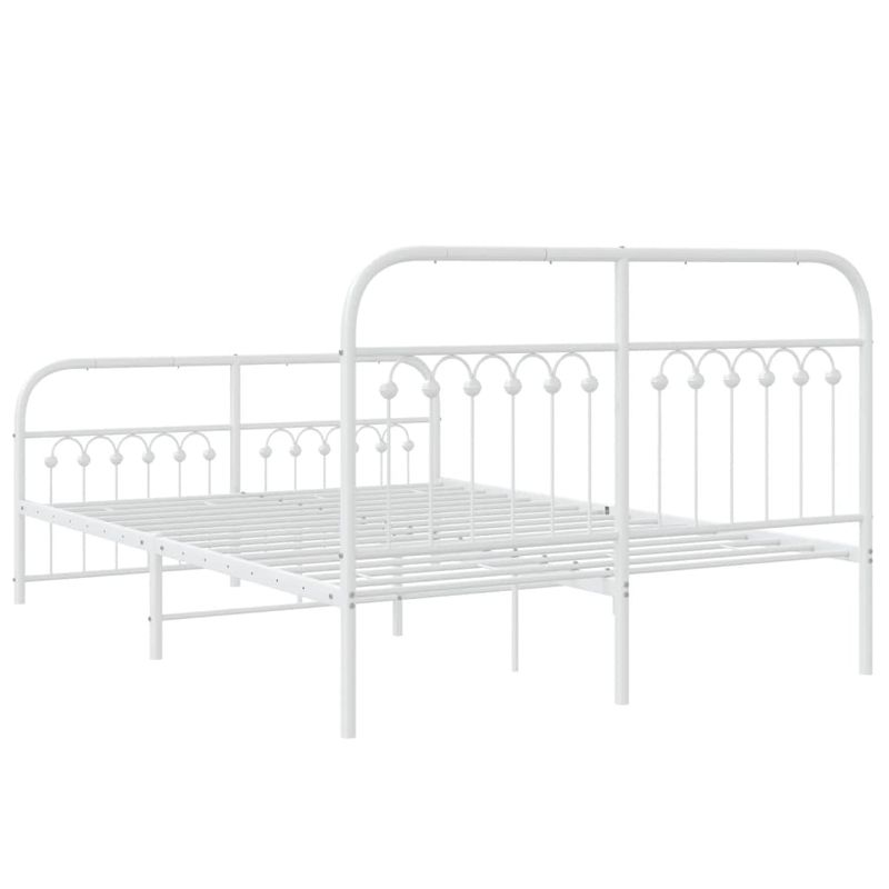 Casa si Gradina - Mobilier - Paturi si accesorii - Paturi - Cadru de pat metalic cu tablie de cap/picioare, alb, 140x190 cm - Infinity.ro