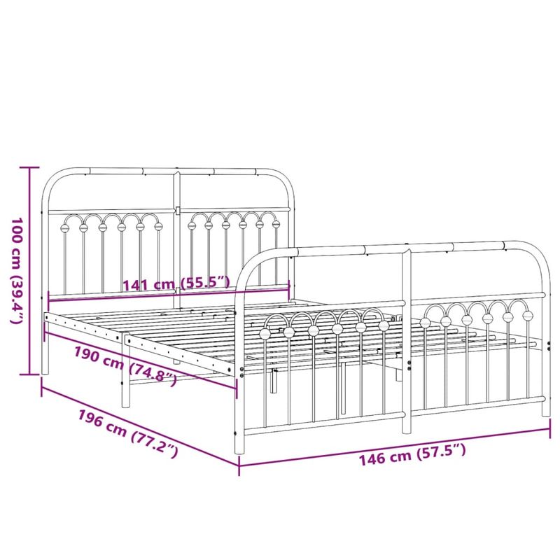 Casa si Gradina - Mobilier - Paturi si accesorii - Paturi - Cadru de pat metalic cu tablie de cap/picioare, alb, 140x190 cm - Infinity.ro