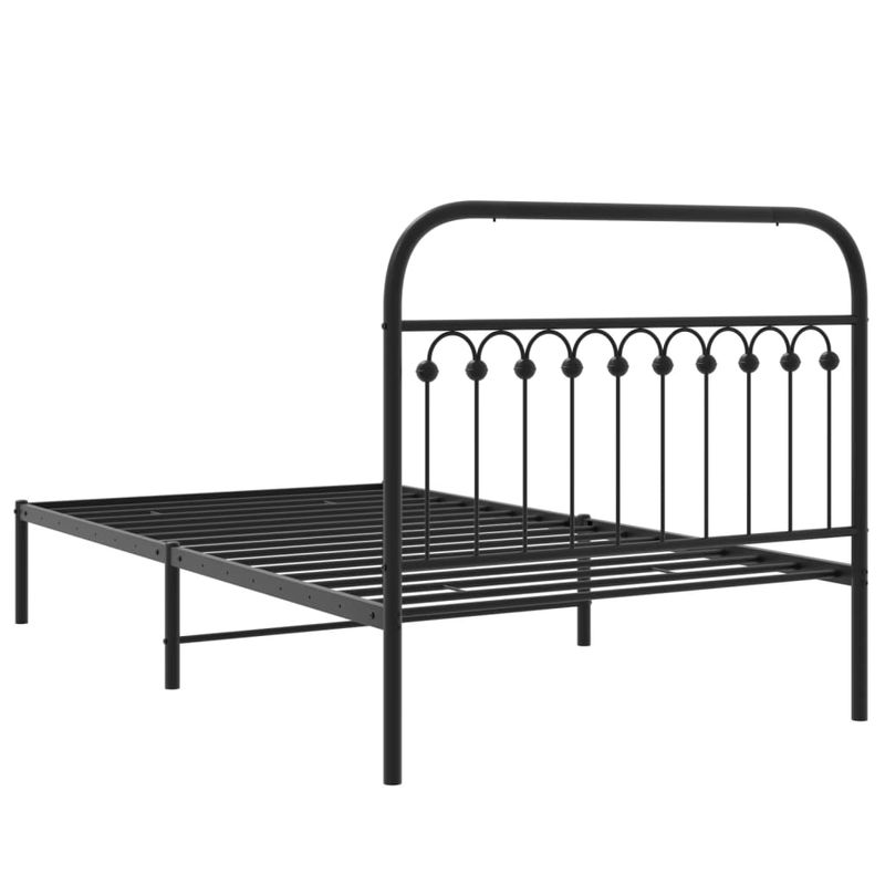 Casa si Gradina - Mobilier - Paturi si accesorii - Paturi - Cadru de pat din metal cu tablie, negru, 107x203 cm - Infinity.ro
