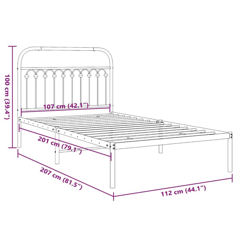Casa si Gradina - Mobilier - Paturi si accesorii - Paturi - Cadru de pat din metal cu tablie, negru, 107x203 cm - Infinity.ro