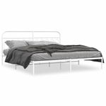 Casa si Gradina - Mobilier - Paturi si accesorii - Paturi - Cadru de pat metalic cu tablie, alb, 200x200 cm - Infinity.ro