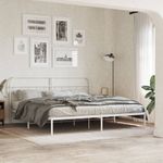 Casa si Gradina - Mobilier - Paturi si accesorii - Paturi - Cadru de pat metalic cu tablie, alb, 200x200 cm - Infinity.ro