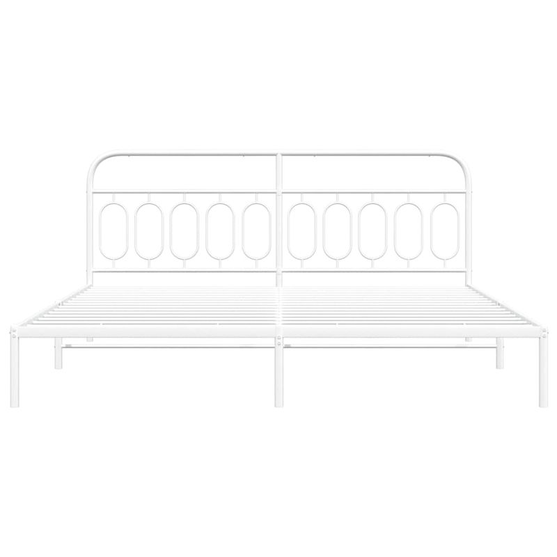 Casa si Gradina - Mobilier - Paturi si accesorii - Paturi - Cadru de pat metalic cu tablie, alb, 200x200 cm - Infinity.ro