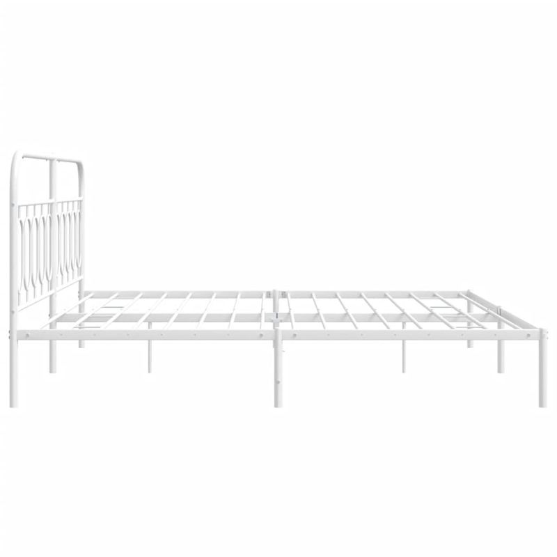 Casa si Gradina - Mobilier - Paturi si accesorii - Paturi - Cadru de pat metalic cu tablie, alb, 200x200 cm - Infinity.ro