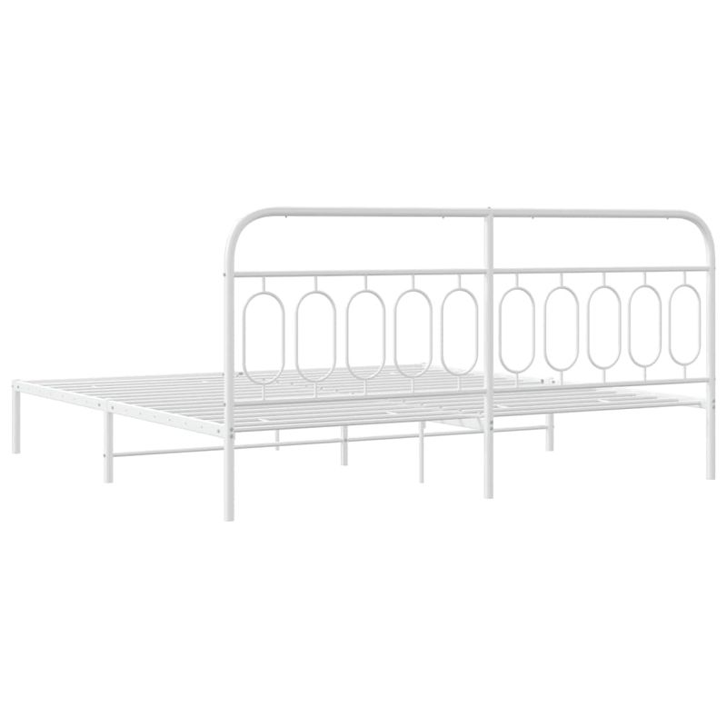 Casa si Gradina - Mobilier - Paturi si accesorii - Paturi - Cadru de pat metalic cu tablie, alb, 200x200 cm - Infinity.ro
