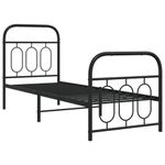 Casa si Gradina - Mobilier - Paturi si accesorii - Paturi - Cadru pat metalic cu tablii de cap/picioare, negru, 75x190 cm - Infinity.ro