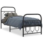 Casa si Gradina - Mobilier - Paturi si accesorii - Paturi - Cadru pat metalic cu tablii de cap/picioare, negru, 75x190 cm - Infinity.ro