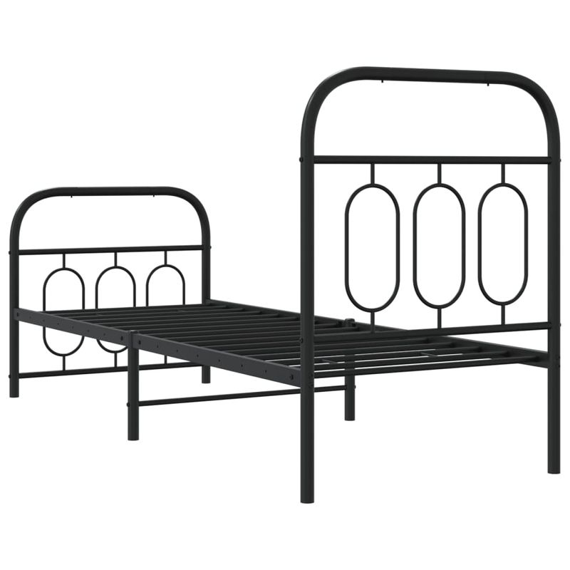 Casa si Gradina - Mobilier - Paturi si accesorii - Paturi - Cadru pat metalic cu tablii de cap/picioare, negru, 75x190 cm - Infinity.ro