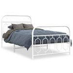 Casa si Gradina - Mobilier - Paturi si accesorii - Paturi - Cadru de pat metalic cu tablie de cap/picioare, alb, 100x190 cm - Infinity.ro