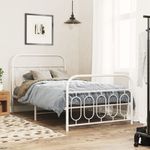 Casa si Gradina - Mobilier - Paturi si accesorii - Paturi - Cadru de pat metalic cu tablie de cap/picioare, alb, 100x190 cm - Infinity.ro