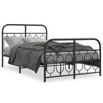 Casa si Gradina - Mobilier - Paturi si accesorii - Paturi - Cadru pat metalic cu tablie de cap/picioare, negru, 120x200 cm - Infinity.ro