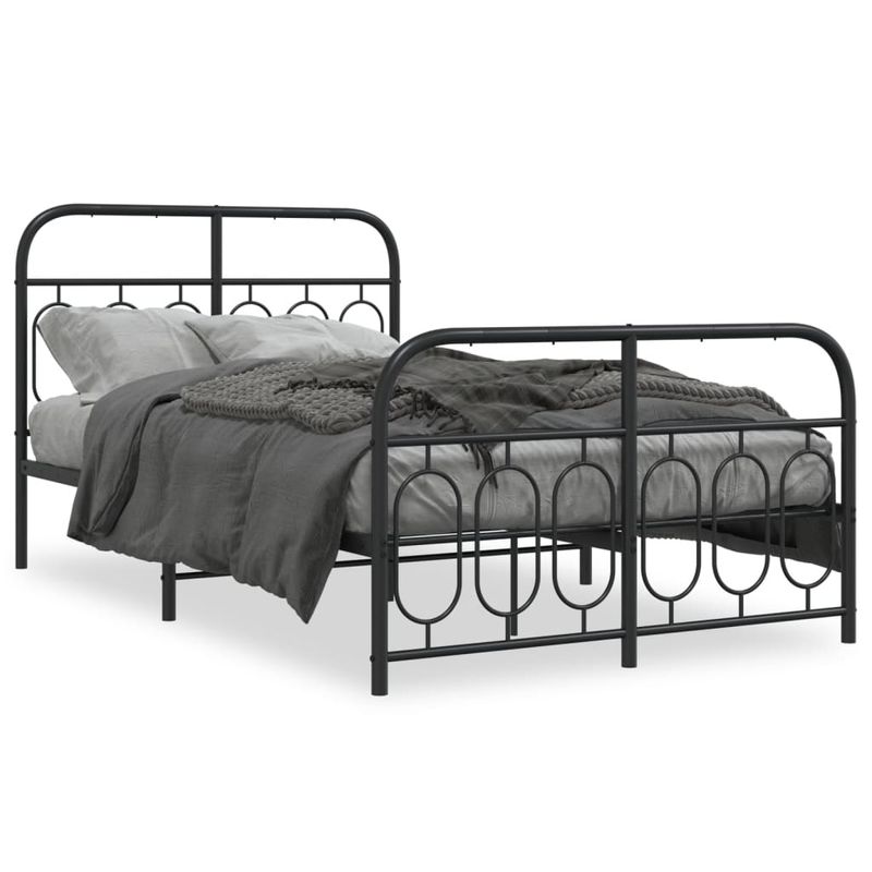 Casa si Gradina - Mobilier - Paturi si accesorii - Paturi - Cadru pat metalic cu tablie de cap/picioare, negru, 120x200 cm - Infinity.ro