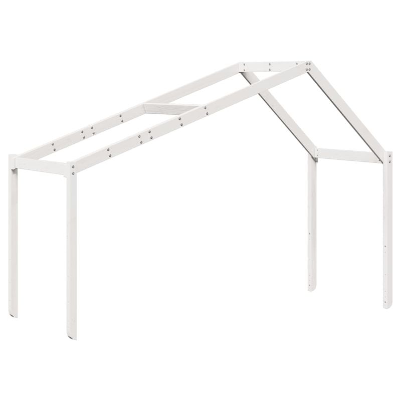 Casa si Gradina - Mobilier - Paturi si accesorii - Paturi - Pat etajat cu scara si acoperis, alb, 90x190 cm, lemn masiv pin - Infinity.ro