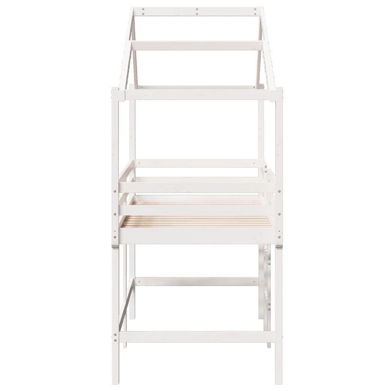 Casa si Gradina - Mobilier - Paturi si accesorii - Paturi - Pat etajat cu scara si acoperis, alb, 90x190 cm, lemn masiv pin - Infinity.ro