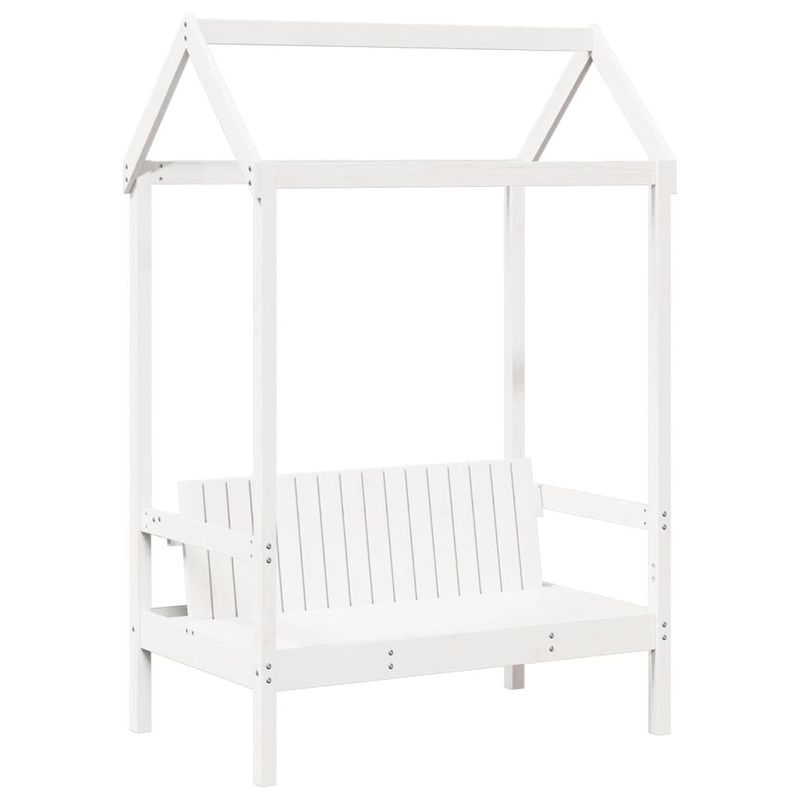 Casa si Gradina - Mobilier - Paturi si accesorii - Paturi - Set pat si banca cu acoperis, alb, 80x200 cm, lemn masiv de pin - Infinity.ro