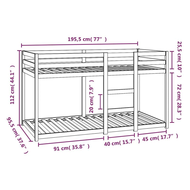 Casa si Gradina - Mobilier - Paturi si accesorii - Paturi - Pat supraetajat, 90x200 cm, lemn masiv de pin - Infinity.ro