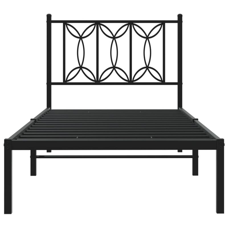 Casa si Gradina - Mobilier - Paturi si accesorii - Paturi - Cadru pat metalic cu tablie, negru, 90x200 cm - Infinity.ro