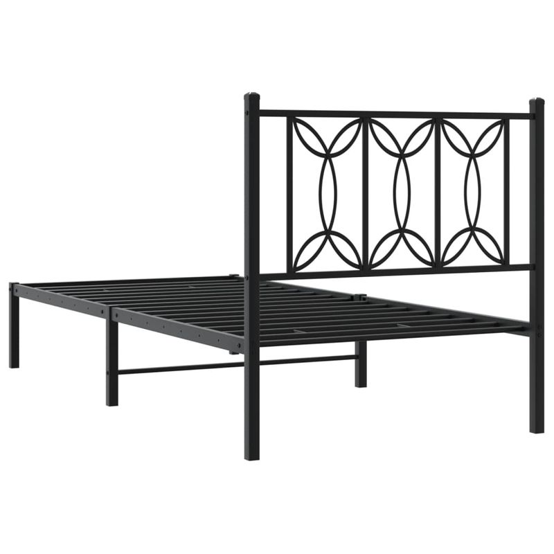 Casa si Gradina - Mobilier - Paturi si accesorii - Paturi - Cadru pat metalic cu tablie, negru, 90x200 cm - Infinity.ro
