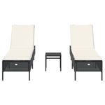 Casa si Gradina - Gradina si terasa - Mobilier exterior - Scaune si sezlonguri gradina - Set de sezlonguri, 3 piese, cu perna, poliratan negru - Infinity.ro