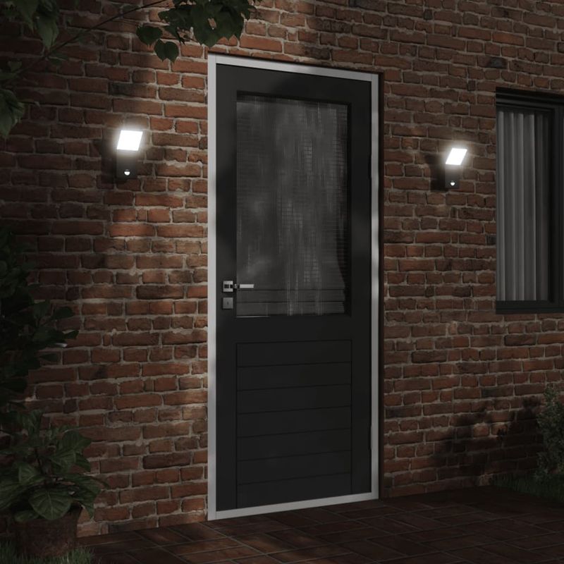 Casa si Gradina - Corpuri si surse de iluminat - Iluminat exterior - Felinare - Lampa exterioara de perete cu LED/senzor, negru aluminiu turnat - Infinity.ro