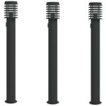 Casa si Gradina - Corpuri si surse de iluminat - Iluminat exterior - Felinare - Lampi de podea de exterior 3 buc negru 110 cm otel inoxidabil - Infinity.ro