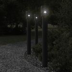Casa si Gradina - Corpuri si surse de iluminat - Iluminat exterior - Felinare - Lampi de podea de exterior 3 buc negru 110 cm otel inoxidabil - Infinity.ro