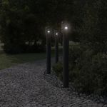 Casa si Gradina - Corpuri si surse de iluminat - Iluminat exterior - Felinare - Lampi de podea de exterior 3 buc negru 110 cm otel inoxidabil - Infinity.ro