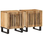 Casa si Gradina - Mobilier - Comode si corpuri - Noptiere - Noptiere, 2 buc., 40x33x46 cm, lemn masiv de mango brut - Infinity.ro