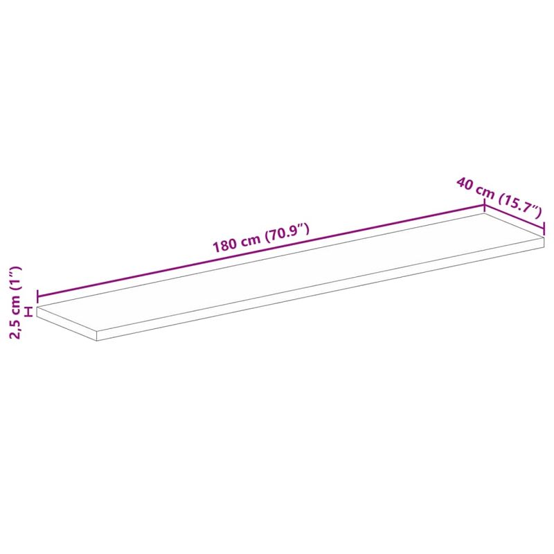 Casa si Gradina - Mobilier - Feronerie si accesorii mobila - Blat de masa, 180x40x2,5cm, dreptunghiular, lemn masiv reciclat (multicolor) - Infinity.ro