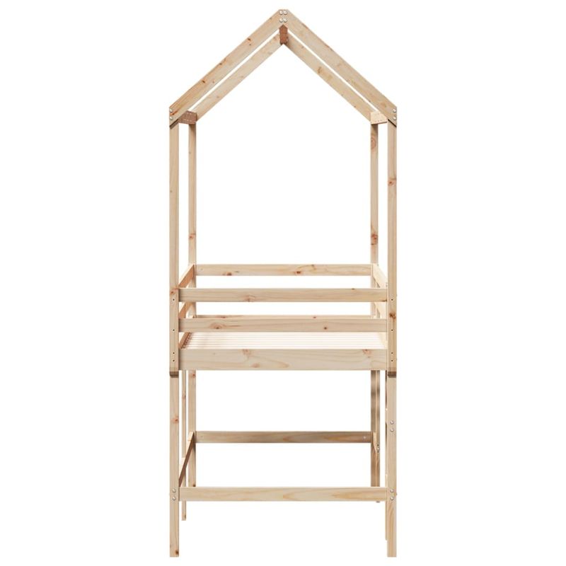 Casa si Gradina - Mobilier - Paturi si accesorii - Paturi - Pat etajat cu scara si acoperis, alb, 90x200 cm, lemn masiv pin - Infinity.ro