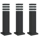 Casa si Gradina - Corpuri si surse de iluminat - Iluminat exterior - Felinare - Lampi exterioare de podea cu priza, 3 buc. negru 50 cm aluminiu - Infinity.ro