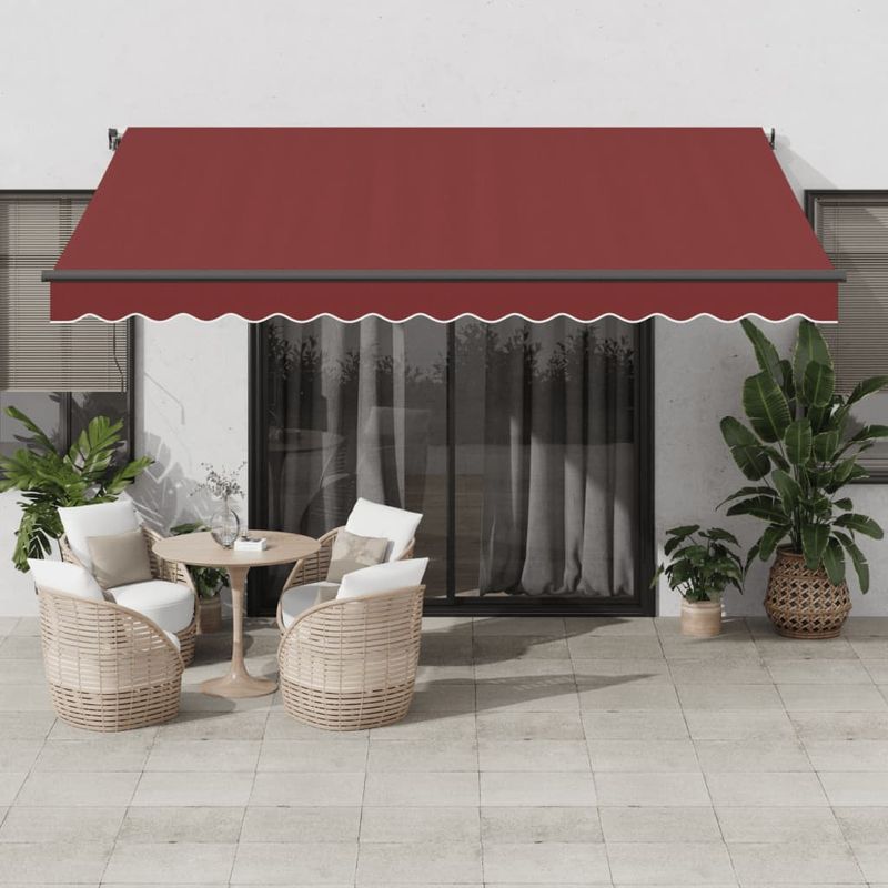 Casa si Gradina - Gradina si terasa - Umbrele si pavilioane - Umbrele - Copertina retractabila automat cu LED-uri, visiniu, 400x350 cm - Infinity.ro