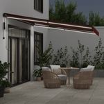 Casa si Gradina - Gradina si terasa - Umbrele si pavilioane - Umbrele - Copertina retractabila automat cu LED-uri, visiniu, 400x350 cm - Infinity.ro