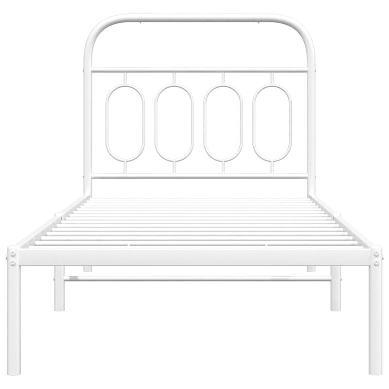 Casa si Gradina - Mobilier - Paturi si accesorii - Paturi - Cadru pat metalic cu tablie, alb, 90x200 cm - Infinity.ro