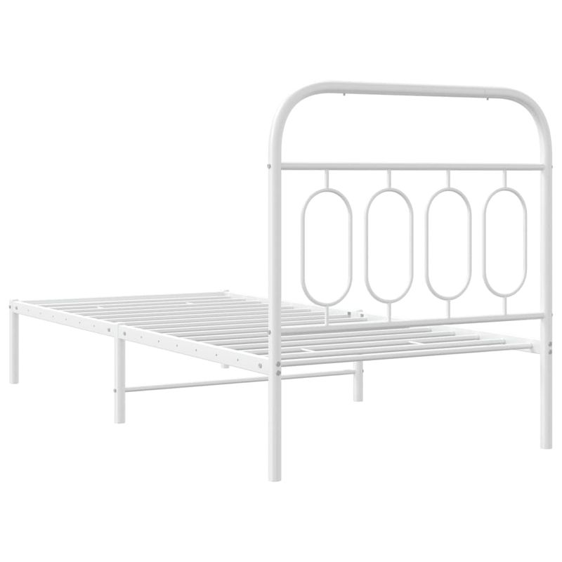 Casa si Gradina - Mobilier - Paturi si accesorii - Paturi - Cadru pat metalic cu tablie, alb, 90x200 cm - Infinity.ro