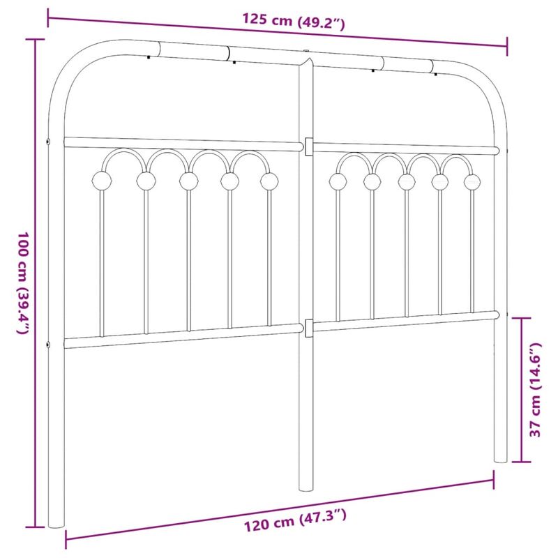Casa si Gradina - Mobilier - Paturi si accesorii - Accesorii paturi - Tablie de pat metalica, negru, 120 cm - Infinity.ro
