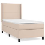 Casa si Gradina - Mobilier - Paturi si accesorii - Paturi - Pat box spring cu saltea, cappuccino, 90x200 cm piele ecologica - Infinity.ro