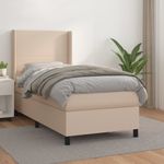 Casa si Gradina - Mobilier - Paturi si accesorii - Paturi - Pat box spring cu saltea, cappuccino, 90x200 cm piele ecologica - Infinity.ro