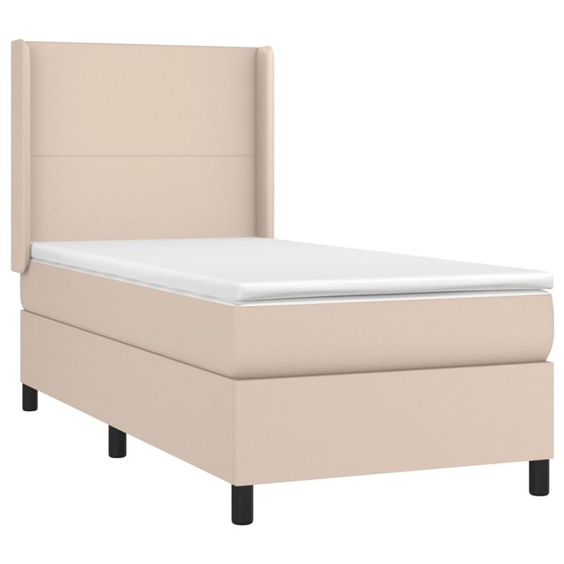 Casa si Gradina - Mobilier - Paturi si accesorii - Paturi - Pat box spring cu saltea, cappuccino, 90x200 cm piele ecologica - Infinity.ro