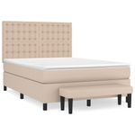 Casa si Gradina - Mobilier - Paturi si accesorii - Paturi - Pat box spring cu saltea, cappuccino, 140x190cm piele ecologica - Infinity.ro
