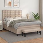 Casa si Gradina - Mobilier - Paturi si accesorii - Paturi - Pat box spring cu saltea, cappuccino, 140x190cm piele ecologica - Infinity.ro