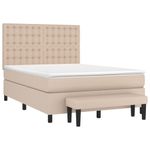 Casa si Gradina - Mobilier - Paturi si accesorii - Paturi - Pat box spring cu saltea, cappuccino, 140x190cm piele ecologica - Infinity.ro