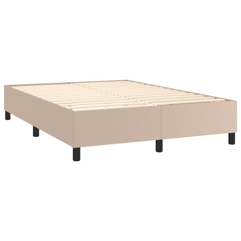Casa si Gradina - Mobilier - Paturi si accesorii - Paturi - Pat box spring cu saltea, cappuccino, 140x190cm piele ecologica - Infinity.ro