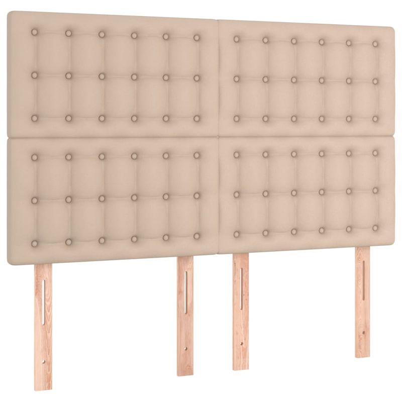 Casa si Gradina - Mobilier - Paturi si accesorii - Paturi - Pat box spring cu saltea, cappuccino, 140x190cm piele ecologica - Infinity.ro